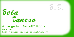 bela dancso business card